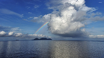 Rainbow in the middle of the ocean jpg HD wallpaper