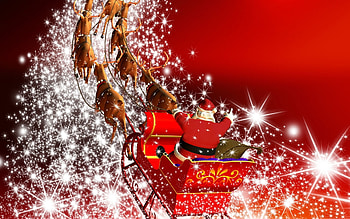 happy christmas santa claus in harness racing away HD wallpaper