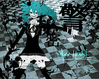 Hatsune Miku, mask, awesome, nice, hatsune, aqua eyes, sexy, white, twintail, hot, girl, singer, aqua, anime, pretty, virtual, black, song, cute, vocaloid, beauty, miku, music, vocaloids, thighhighs, gun, program, skirt, pistol, evil, beautiful, side arm, diva, dark, aqua hair, cool, weapon, vines, flowers, idol HD wallpaper