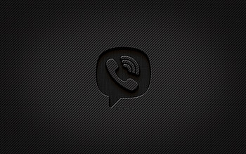 Viber carbon logo, , grunge art, carbon background, creative, Viber black logo, social network, Viber logo, Viber HD wallpaper