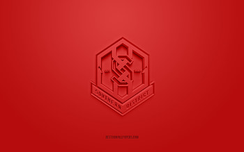 Southern District FC, creative 3D logo, red background, Hong Kong Premier League, 3d emblem, Hong Kong Football Club, Hong Kong, 3d art, football, Southern District FC logo HD wallpaper