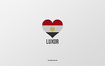 I Love Luxor, Egyptian cities, Day of Luxor, gray background, Luxor, Egypt, Egyptian flag heart, favorite cities, Love Luxor HD wallpaper