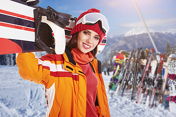 Snowboarding, sports, girl, model, smile HD wallpaper