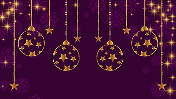 Christmas Stars Decoration Balls Ornaments In Purple Background Christmas HD wallpaper