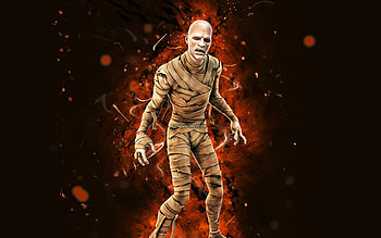 The Mummy, , orange neon lights, Fortnite Battle Royale, Fortnite characters, The Mummy Skin, Fortnite, The Mummy Fortnite HD wallpaper