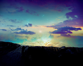 sky, sunset, silhouette, rocks, nature HD wallpaper