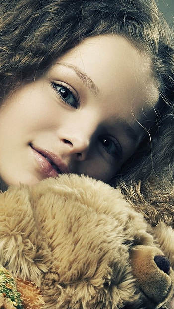 Cute For Girls, Cute Girl, Teddy Bear HD phone wallpaper