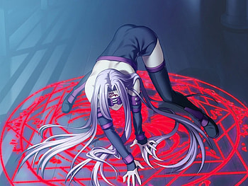 Rider, spell, thigh highs, fate stay night, long hair, lone, anime, short skirt, stockings, female HD wallpaper