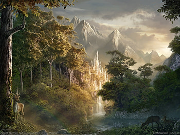 Landscape, Fantasy, Mountains, Castles HD wallpaper