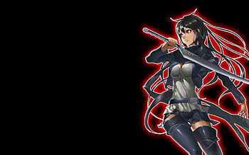 Samurai Girl, black, sword, armor, thighighs, original, red, weapon, cool, katana, warrior, female HD wallpaper