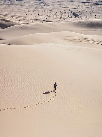 Sand, Desert, View From Above, Miscellanea, Miscellaneous, Human, Person, Traces HD phone wallpaper