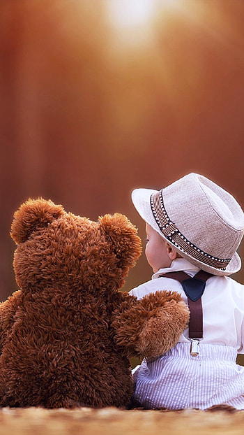 Teddy Bear Ka, Cute Teddy, Little Boy HD phone wallpaper