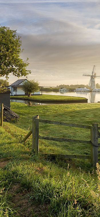 The Broads National Park, Thurne, Norfolk, England, man made, farm HD phone wallpaper