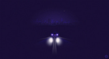 Art, Night, Vector, Lights, Shine, Light, Road, Car, Machine, Headlights HD wallpaper