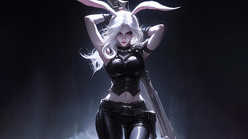 The Bunny Riven , artist, artwork, art, digital-art, ai, warrior, sword, elf HD wallpaper
