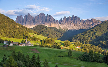 Dolomites, Italy, Dolomites, Italy, mountains, church HD wallpaper