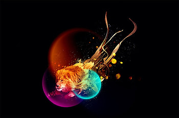 Leo Dreamtime, black, digital, lion, fantasy HD wallpaper