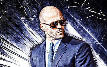 Jason Statham, grunge art, english actor, movie stars, Jason Michael Statham, blue abstract rays, Hollywood, creative, Jason Statham HD wallpaper