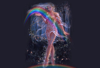 Rainbow, colors, girl, fantasy HD wallpaper