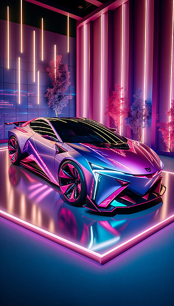 Futuristic Dreams: A Vibrant , car, futuristic, neon, design HD phone wallpaper