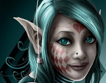 Harlequin Elf, harlequin, paint, fantasy, female HD wallpaper