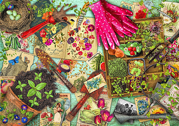 Green fingers, aimee stewart, garden, stuff, gloves, pink, texture, luminos, vintage HD wallpaper