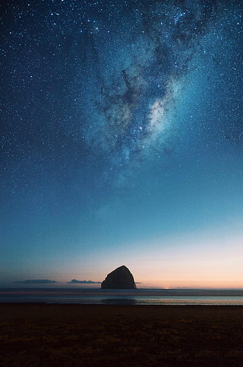 Nature, Beach, Rock, Starry Sky HD phone wallpaper