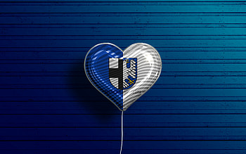 I Love Balve, , realistic balloons, blue wooden background, german cities, flag of Balve, Germany, balloon with flag, Balve flag, Balve, Day of Balve HD wallpaper
