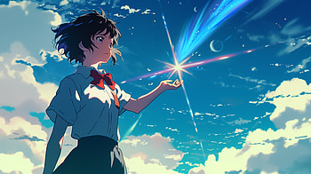 Mitsuha Miyamizu in Sky - from Your Name., Anime, Your Name., Mitsuha Miyamizu, sky, Sky Anime HD wallpaper