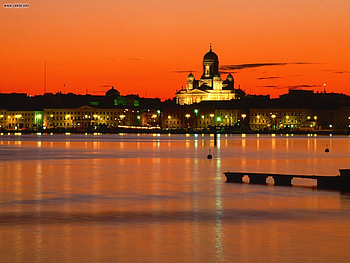 Orange sky, sky, orange, church, helsinki HD wallpaper
