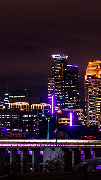 Minnesota travels, Night buildings, Bridge , Cityscape beauty HD phone wallpaper