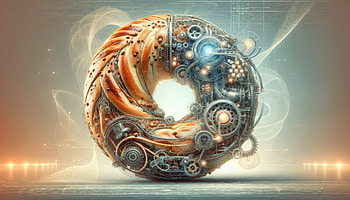 Futuristic Cyber Bagel, bagel, doughnut, gears, technology, artistic HD wallpaper