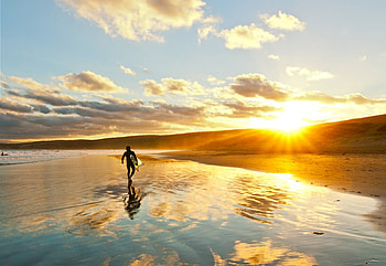 One magical day, sea, day, surfer, magical, sun, beach HD wallpaper