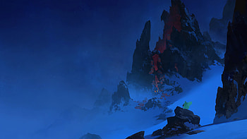 Art, Mountains, Rocks, Silhouette, Village, Journey HD wallpaper