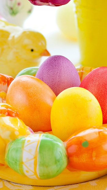 Easter, Duck, Eggs Background HD phone wallpaper