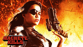 Robert Rodriguez, Explosion fire girl, Michelle Rodriguez, Machete Kills HD wallpaper