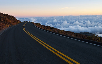 Above the clouds, Highway HD wallpaper