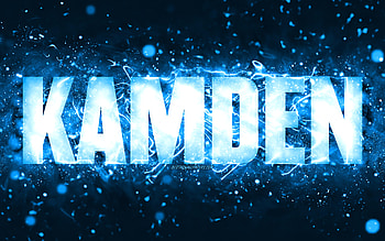 Happy Birtay Kamden, , blue neon lights, Kamden name, creative, Kamden Happy Birtay, Kamden Birtay, popular american male names, with Kamden name, Kamden HD wallpaper