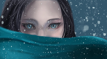 Blue Eyes Snowfall Anime Girl, anime-girl, anime, artist, artwork, digital-art HD wallpaper