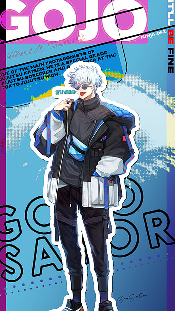 Jujutsu Kaisen, aesthetic, electric blue, art, cool, hot, cute, gojo, hot boy, anime HD phone wallpaper