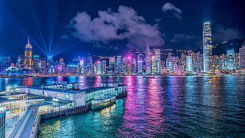 Hong Kong Skyline, Night city , Urban beauty, Captivating lights HD wallpaper