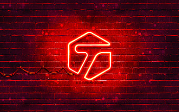 Tagged red logo, , red brickwall, Tagged logo, brands, Tagged neon logo, Tagged HD wallpaper