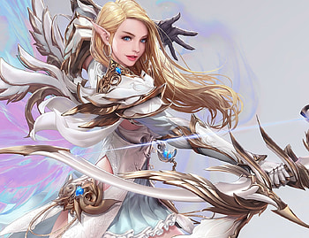 Archer fairy, seunghee lee, fairy, frumusete, fantasy, archer, luminos, girl HD wallpaper