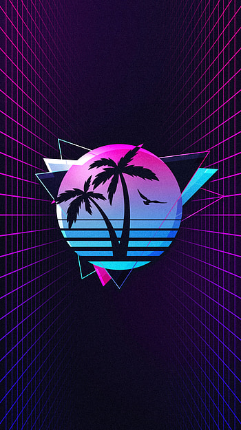 Palm tree vaporwave , Retro vibes, Neon colors, Aesthetic appeal HD phone wallpaper