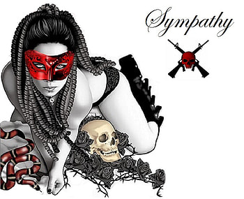 Sympathy, artwork, sexy, abstract, fantasy, masque, skull, succubus, female HD wallpaper