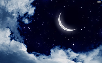 Starry Night Sky With Moon HD wallpaper