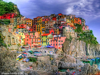 Manarola, sea, italy, houses, rock HD wallpaper