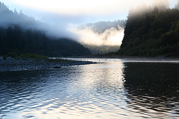 Delta Dawn, clouds, river, morning, ocean HD wallpaper