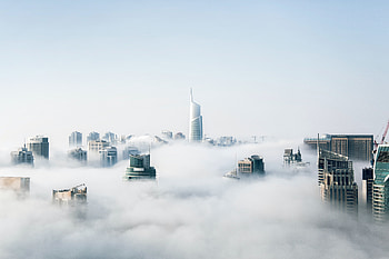 Out of this world, white, urban, abstract, graphy, skyscrapers, clouds, above, fluffy HD wallpaper