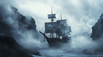 Phantom Ship: Enigmatic, phantom ship, ship, fog, ocean, sailing HD wallpaper